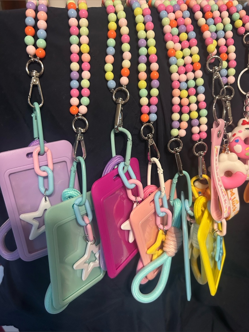 Kids Pastel Beaded Lanyard Card Holder etc.- Multicolor